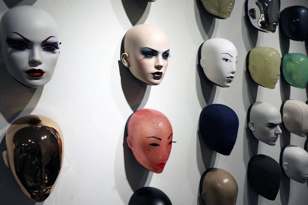 masks hanging on the wall